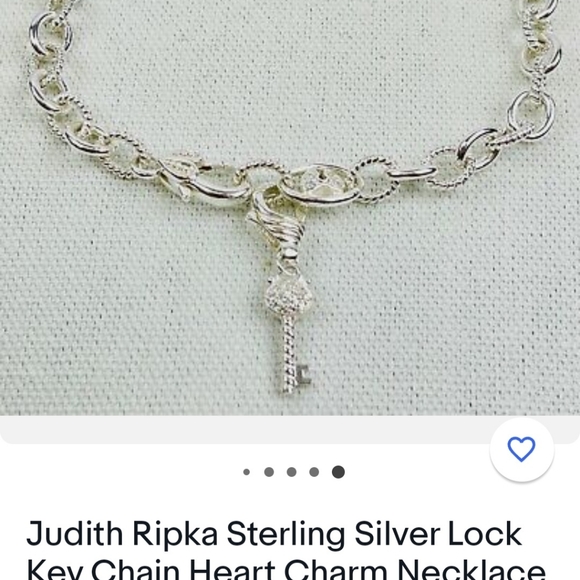Judith Ripka silver Heart Lock and Key necklace set. - Picture 1 of 4